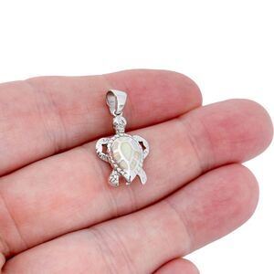 Vintage Thai FAS Sterling Silver 925 Opal Inlay Turtle Pendant